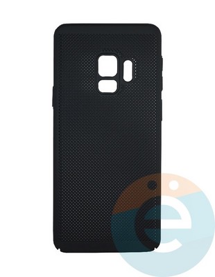 Накладка пластиковая перфорированная на Samsung Galaxy S9 черная - фото 16392