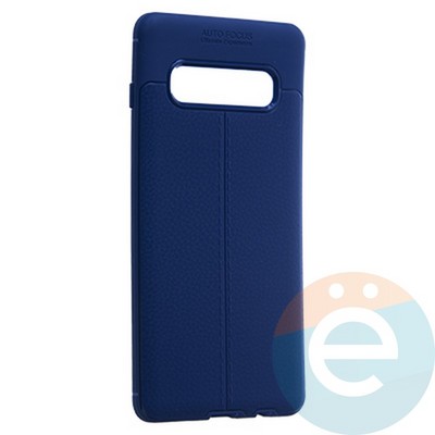 Накладка силиконовая 360 с кожаными вставками на Samsung Galaxy S10 Plus синяя - фото 20036