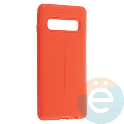 Накладка силиконовая 360 с кожаными вставками на Samsung Galaxy S10 красная - фото 19911