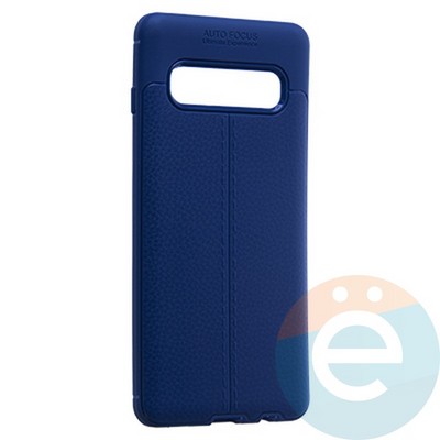 Накладка силиконовая 360 с кожаными вставками на Samsung Galaxy S10 синяя - фото 19914