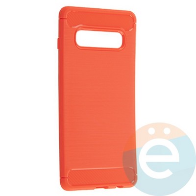 Накладка силиконовая Carbon 360 на Samsung S10 Plus красная - фото 19936