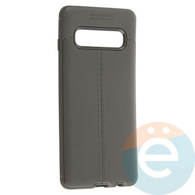 Накладка силиконовая 360 с кожаными вставками на Samsung Galaxy S10 серая - фото 19977