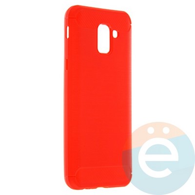 Накладка силиконовая Carbon 360 на Samsung J6 2018 красная - фото 21888