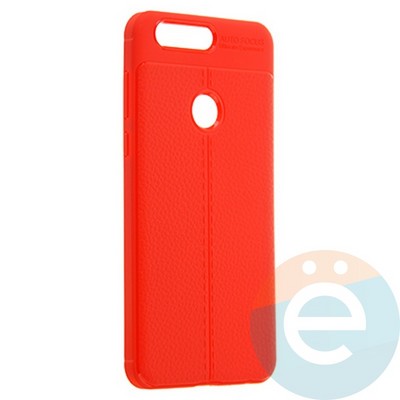 Накладка силиконовая 360 с кожаными вставками на Huawei Honor 8 красная - фото 22138