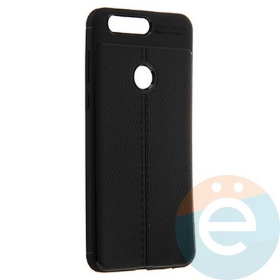 Накладка силиконовая 360 с кожаными вставками на Huawei Honor 8 черная - фото 22141