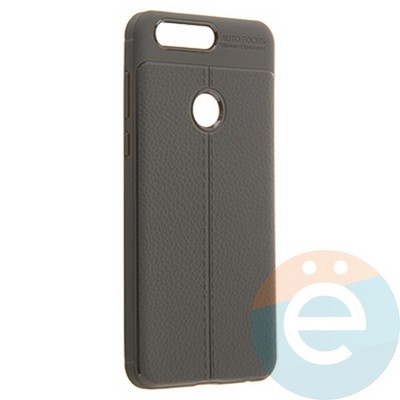 Накладка силиконовая 360 с кожаными вставками на Huawei Honor 8 серая - фото 22144