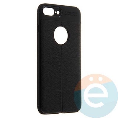 Накладка силиконовая 360 с кожаными вставками на Iphone 7/8 Plus черная - фото 22215