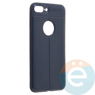 Накладка силиконовая 360 с кожаными вставками на Iphone 7/8 Plus синяя - фото 22218