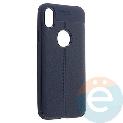 Накладка силиконовая 360 с кожаными вставками на Iphone Xr синяя - фото 22239