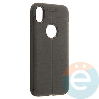 Накладка силиконовая 360 с кожаными вставками на Iphone Xr серая - фото 22245