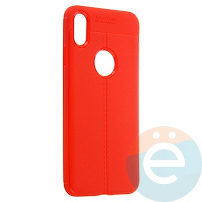 Накладка силиконовая 360 с кожаными вставками на Iphone Xs Max красная - фото 22248
