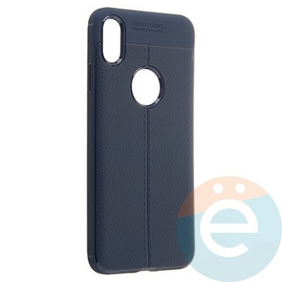 Накладка силиконовая 360 с кожаными вставками на Iphone Xs Max синяя - фото 22251