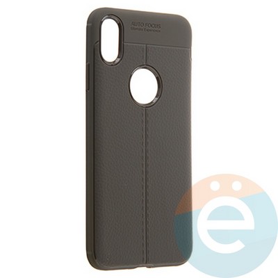 Накладка силиконовая 360 с кожаными вставками на Iphone Xs Max серая - фото 22254