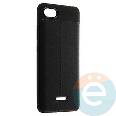 Накладка силиконовая 360 с кожаными вставками на Xiaomi Redmi 6A черная - фото 22293