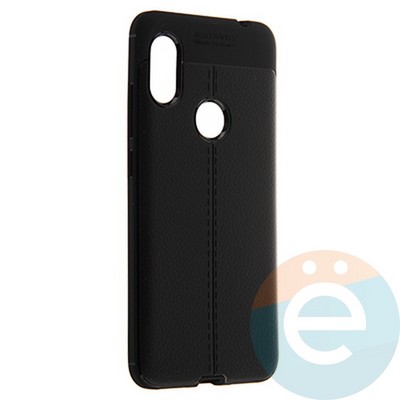 Накладка силиконовая 360 с кожаными вставками на Xiaomi Redmi Note 6 Pro черная - фото 22338