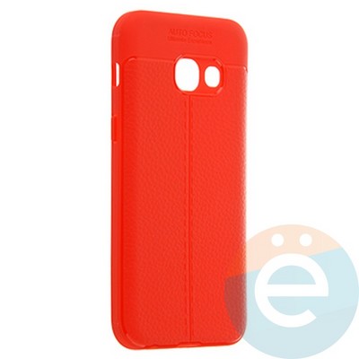 Накладка силиконовая 360 с кожаными вставками на Samsung Galaxy A3 2017 красная - фото 22452