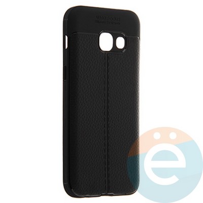 Накладка силиконовая 360 с кожаными вставками на Samsung Galaxy A3 2017 черная - фото 22455