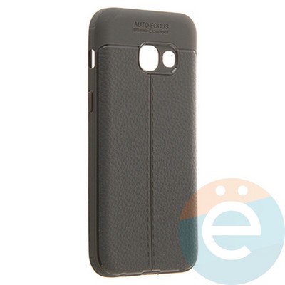 Накладка силиконовая 360 с кожаными вставками на Samsung Galaxy A3 2017 серая - фото 22461