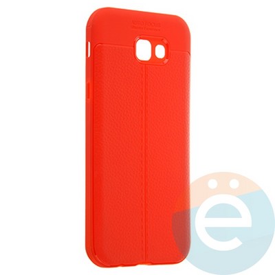 Накладка силиконовая 360 с кожаными вставками на Samsung Galaxy A7 2017 красная - фото 22473