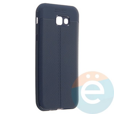 Накладка силиконовая 360 с кожаными вставками на Samsung Galaxy A7 2017 синяя - фото 22479