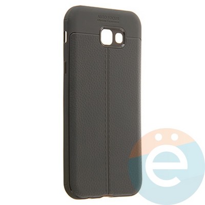 Накладка силиконовая 360 с кожаными вставками на Samsung Galaxy A7 2017 серая - фото 22482