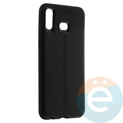 Накладка силиконовая 360 с кожаными вставками на Samsung Galaxy A6S 2018 черная - фото 22500