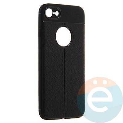 Накладка силиконовая 360 с кожаными вставками на Iphone 7/8 черная - фото 22555