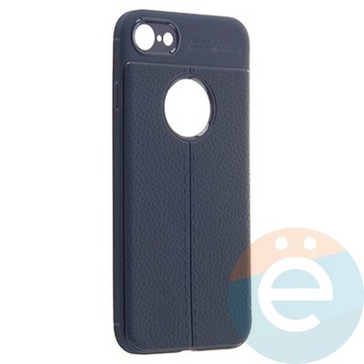 Накладка силиконовая 360 с кожаными вставками на Iphone 7/8 синяя - фото 22558