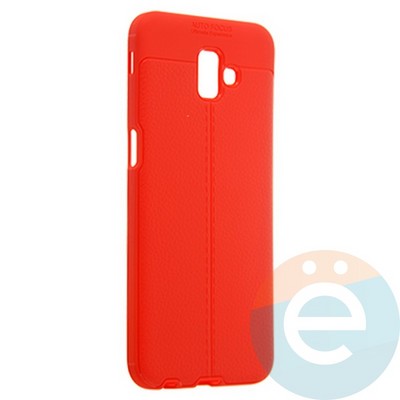 Накладка силиконовая 360 с кожаными вставками на Samsung Galaxy J6 Plus 2018 красная - фото 22579