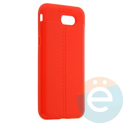 Накладка силиконовая 360 с кожаными вставками на Samsung Galaxy J3 2018 красная - фото 22615