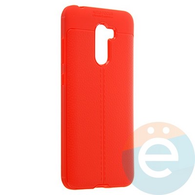 Накладка силиконовая 360 с кожаными вставками на Pocophone F1 красная - фото 22624