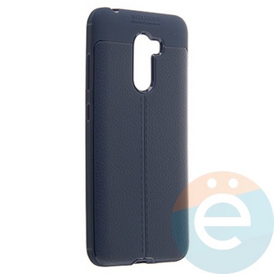 Накладка силиконовая 360 с кожаными вставками на Pocophone F1 синяя - фото 22633