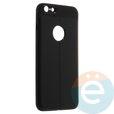 Накладка силиконовая 360 с кожаными вставками на Iphone 6/6S Plus черная - фото 22642