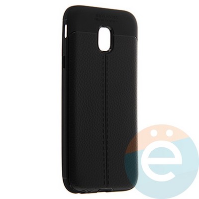 Накладка силиконовая 360 с кожаными вставками на Samsung Galaxy J3 2017 черная - фото 22654