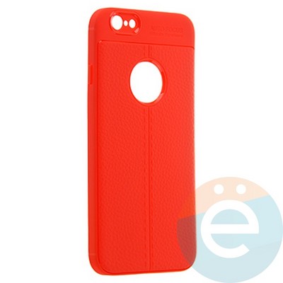 Накладка силиконовая 360 с кожаными вставками на Iphone 6/6S красная - фото 22663