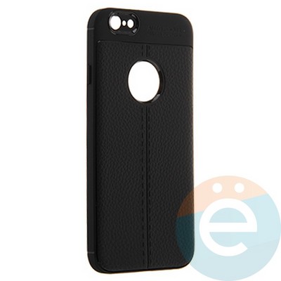 Накладка силиконовая 360 с кожаными вставками на Iphone 6/6S черная - фото 22666