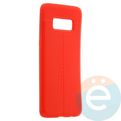 Накладка силиконовая 360 с кожаными вставками на Samsung Galaxy S8 красная - фото 22718