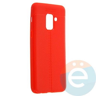 Накладка силиконовая 360 с кожаными вставками на Samsung Galaxy A8 красная - фото 22745