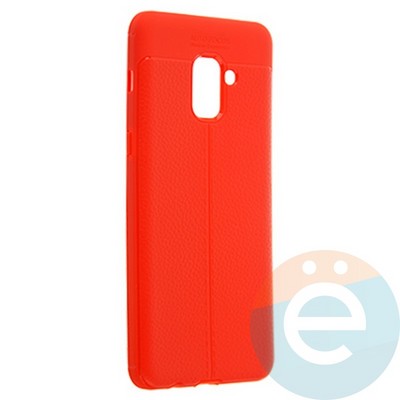 Накладка силиконовая 360 с кожаными вставками на Samsung Galaxy A8 Plus красная - фото 22751