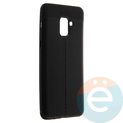 Накладка силиконовая 360 с кожаными вставками на Samsung Galaxy A8 Plus черная - фото 22754