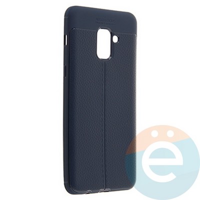 Накладка силиконовая 360 с кожаными вставками на Samsung Galaxy A8 Plus синяя - фото 22757