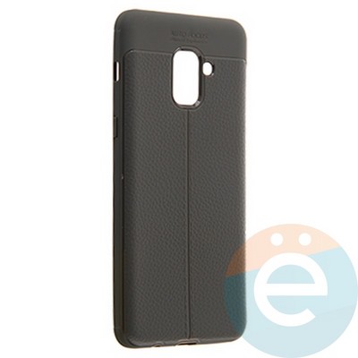 Накладка силиконовая 360 с кожаными вставками на Samsung Galaxy A8 Plus серая - фото 22760