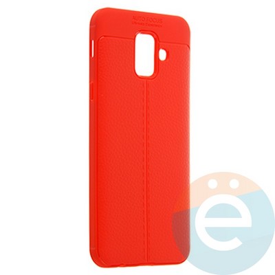 Накладка силиконовая 360 с кожаными вставками на Samsung Galaxy A6 красная - фото 22763