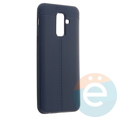 Накладка силиконовая 360 с кожаными вставками на Samsung Galaxy A6 синяя - фото 22766