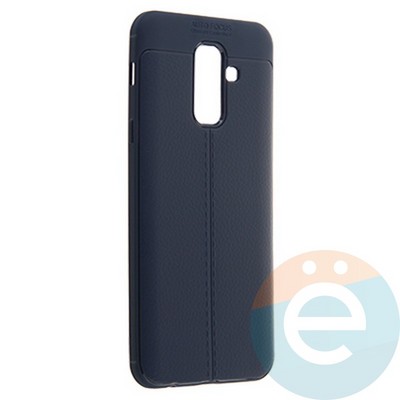 Накладка силиконовая 360 с кожаными вставками на Samsung Galaxy A6 Plus синяя - фото 22769