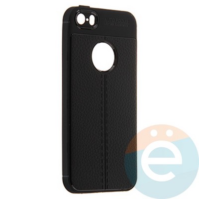 Накладка силиконовая 360 с кожаными вставками на Iphone 5/5s/SE черная - фото 22775