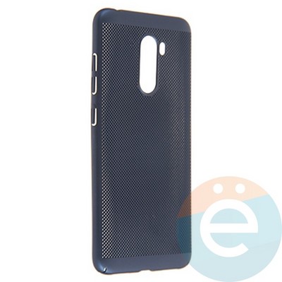 Накладка пластиковая перфорированная на Pocophone F1 синяя - фото 22821