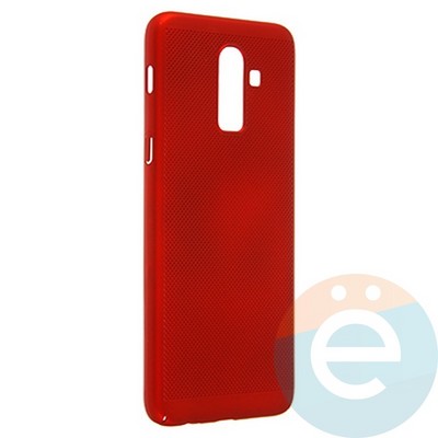 Накладка пластиковая перфорированная на Samsung Galaxy J8 (2018) красная - фото 22848