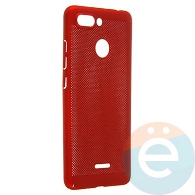 Накладка пластиковая перфорированная на Xiaomi Redmi 6 красная - фото 22890