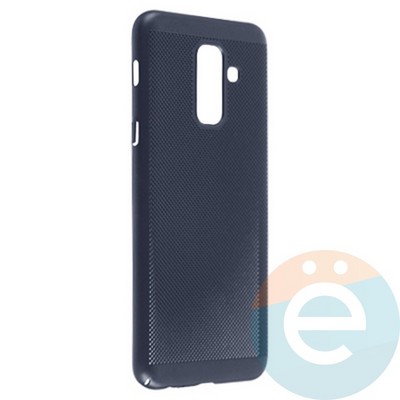 Накладка пластиковая перфорированная на Samsung Galaxy A6 Plus (2018) синяя - фото 22923